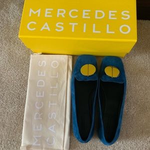 Mercedes Castillo blue suede flats women size 8